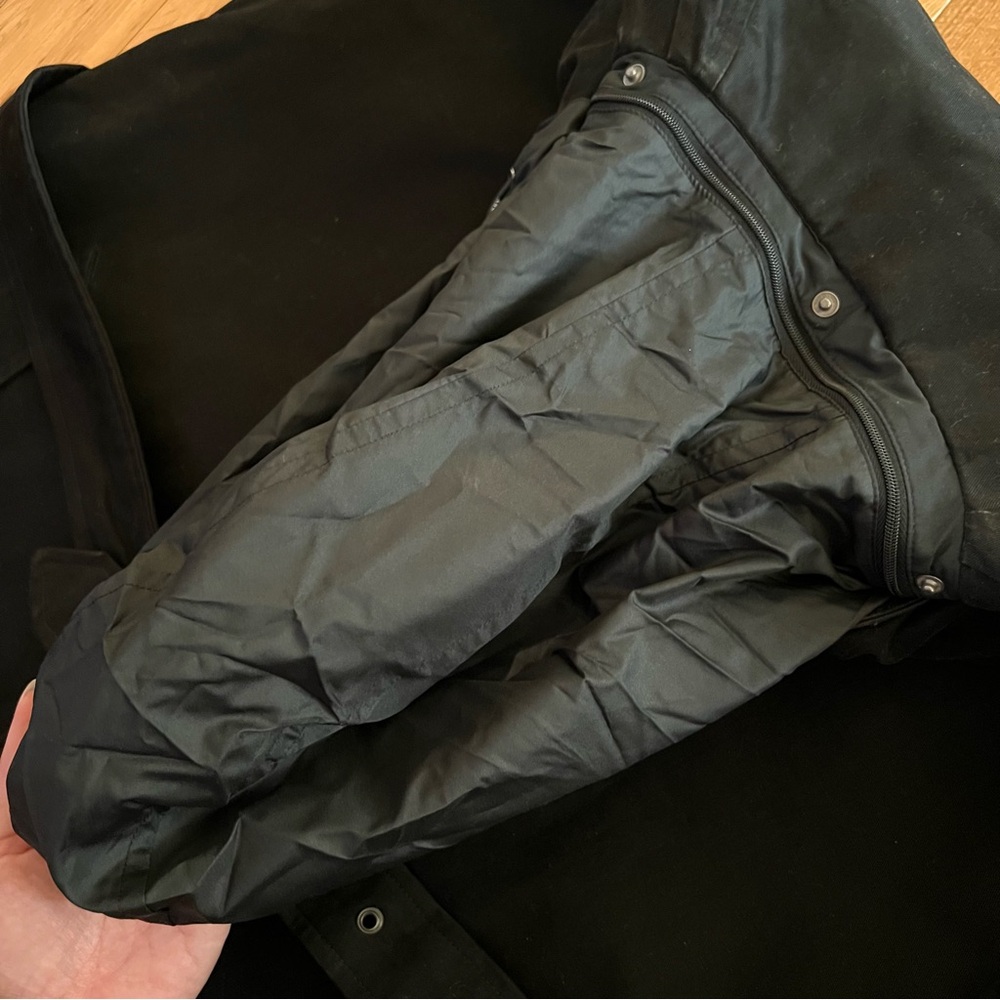 Burberry Mens Black Belted Hidden Hood Button Front Coat 100% Cotton Size 56 - Picture 6 of 12